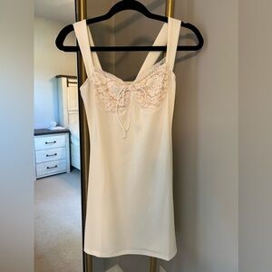 White mini dress with lace